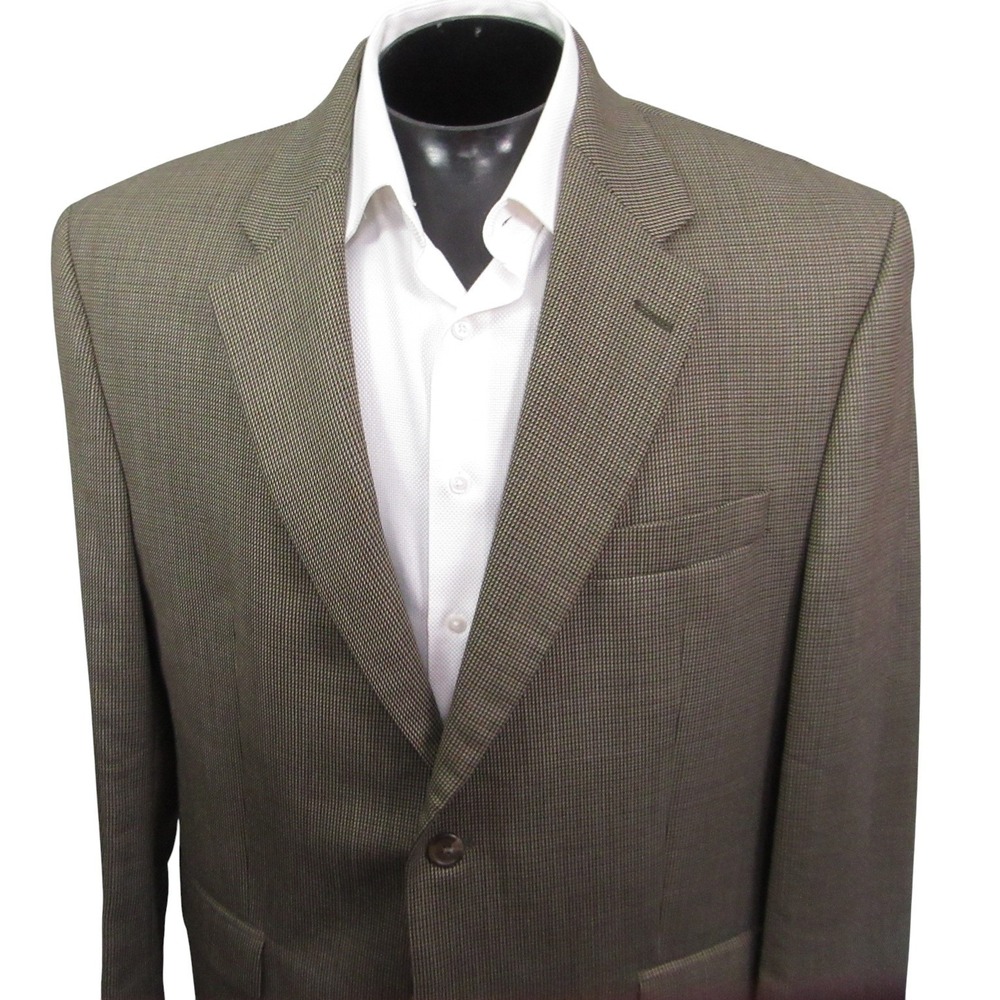 Ralph Lauren Sport Coat 44R Tan Brown Birdseye Check Wool‎ Single Vent